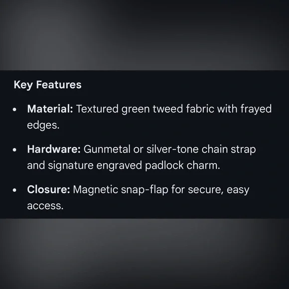 KURT GEIGER London Mini Brixton Lock Tweed Convertible Bag In Pale Green - Picture 8 of 8